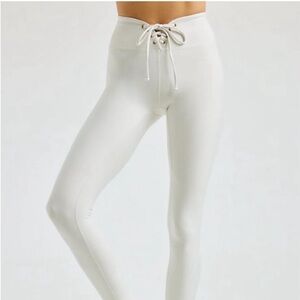 Year of Ours Lace-Up High-Waist White Leggings & Matching Top